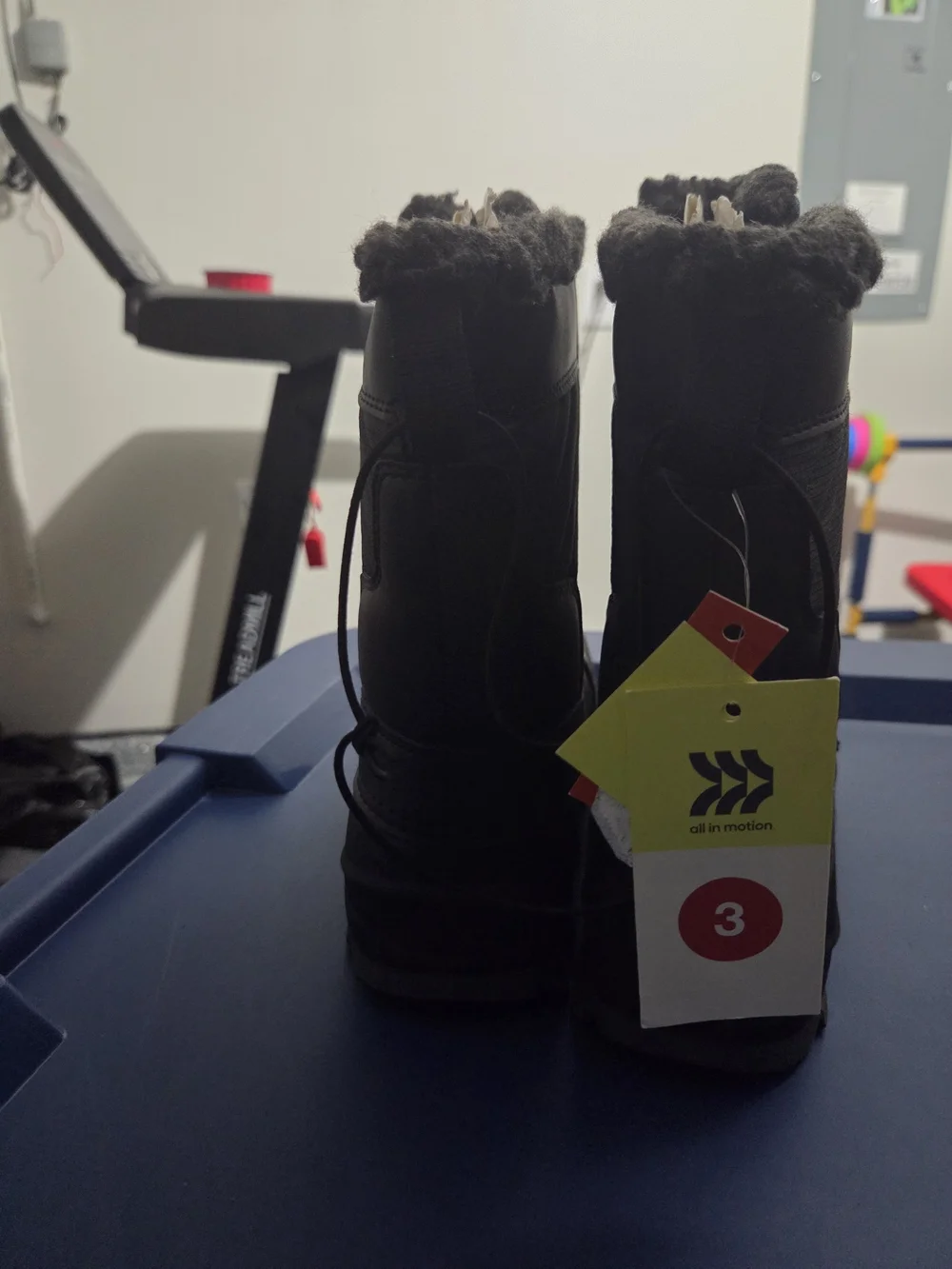 all in motion Black Faux-Fur Lined Kids Snow Boots